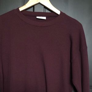 TNA aritzia waffle knit thermal long sleeve cropped over sized